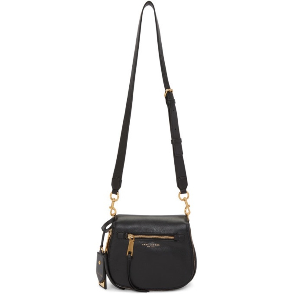 Marc Jacobs Recruit Nomad Crossbody Saddle Leather Bag, black + burgundy
